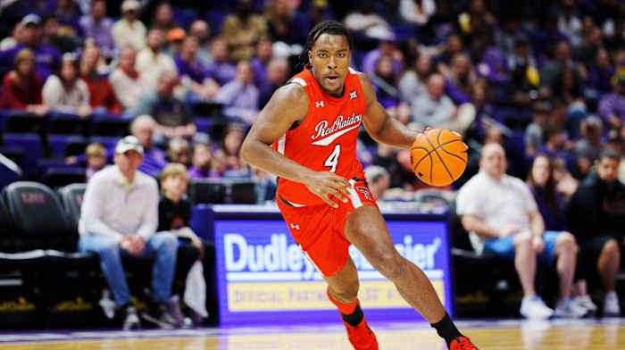 Texas Tech Red Raiders forward Robert Jennings (4) drives to the basket against the LSU Tigers during the second half at Pete Maravich Assembly Center.